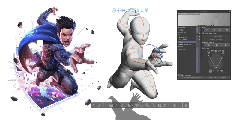 3D model & AI posing 3D model & AI posing - Clip Studio Paint features
